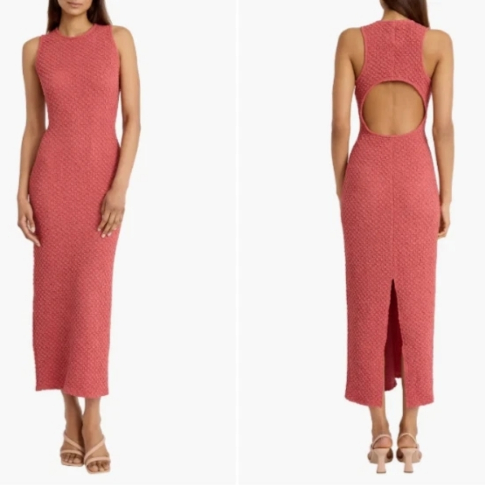 Donna Morgan for Maggy London Pink Knit Cut-Out Midi Dress